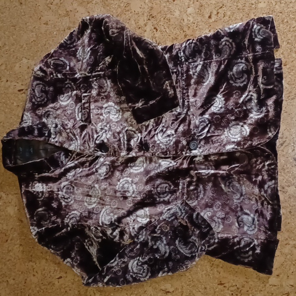 Metafuori Men's Chocolate Paisley Velvet Blazer Size XL